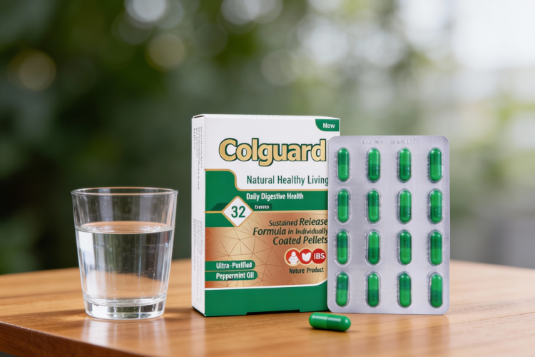 کپسول کلگارد هولیستیکا کنار لیوان آب برای مصرف